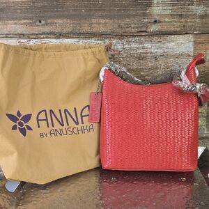 Anuschka Anna Red Woven Women's Bag With Crossbody Strap & Dustbag, NWT